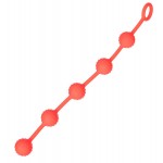 Красная анальная цепочка с кольцом - 30 см.